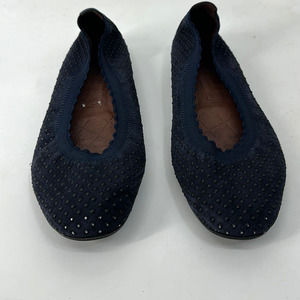 Hispanitas Women's Navy Blue Suede Leather Flats Size 8.5 US / 39 EU